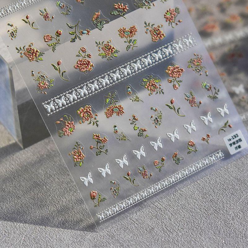 

Flowers and Butterflies Nail Sticker Relief Tomoni Adhesive 5D Nail Sticker Retro Hong Kong Style Nail Ornament Champagne Dream Butterfly Garden 193((Relief))