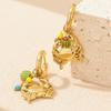 Boucles d'Oreilles Fleur de Crabe Série Océan, Clous en Acier Inoxydable Plaqué Or 18 Carats