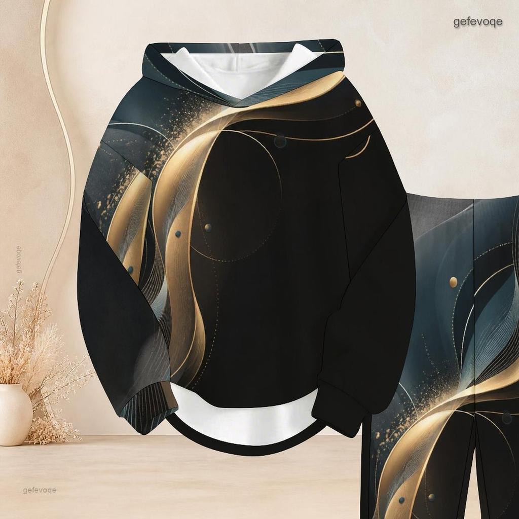 Women Plus Size Two Piece Set Hooded Long Sleeve Top Cuffed Pants Pink Gradient Printed Casual Tracksuit