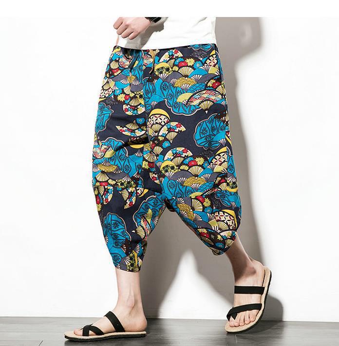 2024 Men's Solid Color Plus Size Casual Linen Harem Pants