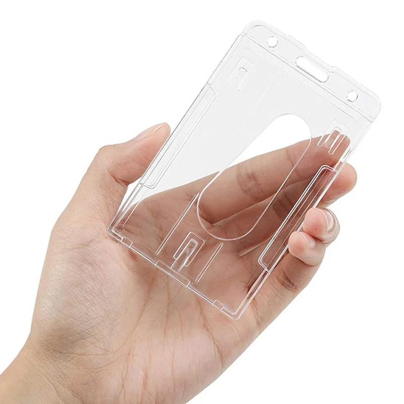 1PC Double Credit Card Clear Plastic ID Badge Card Holder for Bank Cards Protector Transparent Cardholder Card Cover