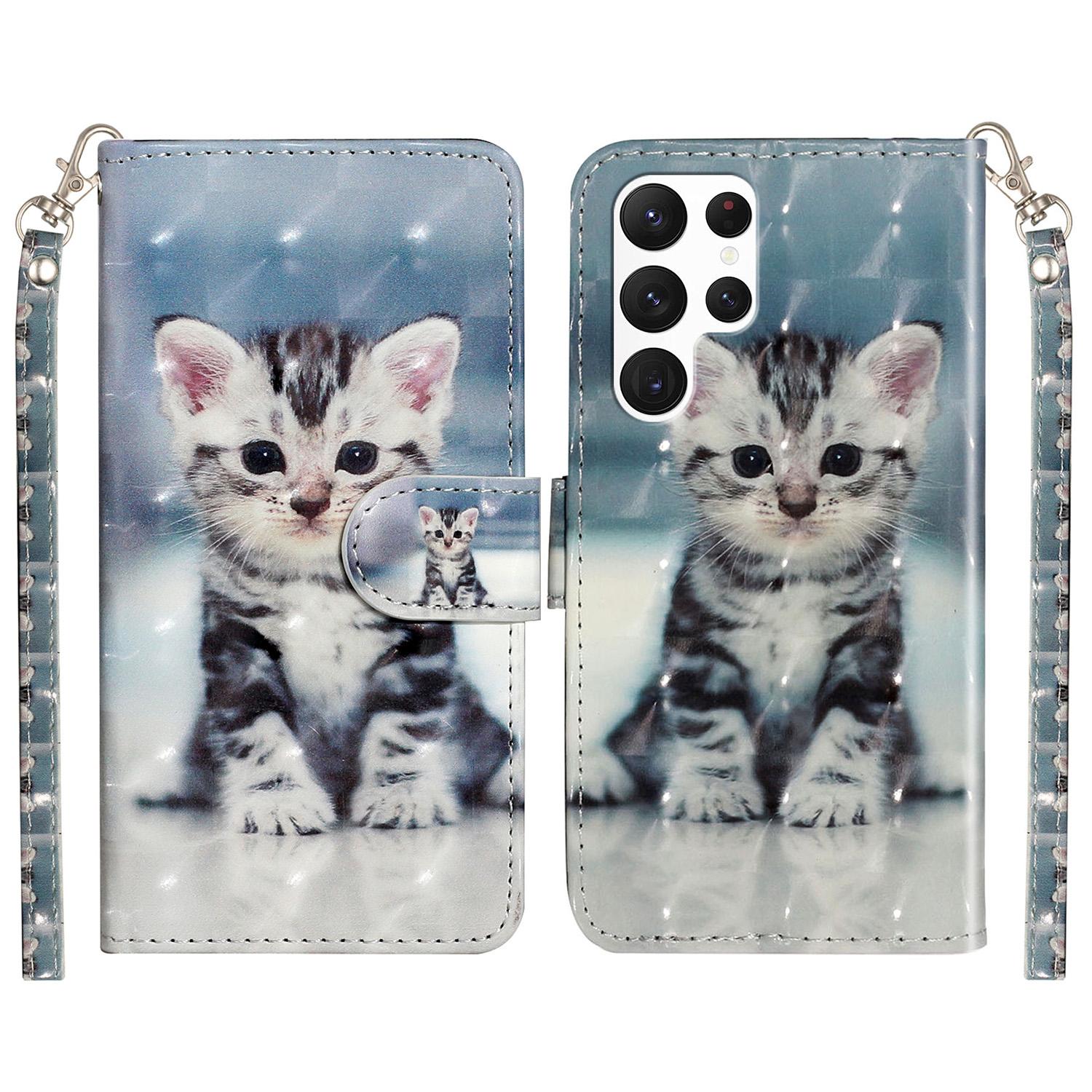 

Для чохла Samsung Galaxy S25 Ultra 3D-друк з візерунком, шкіряний чохол для телефону Cat