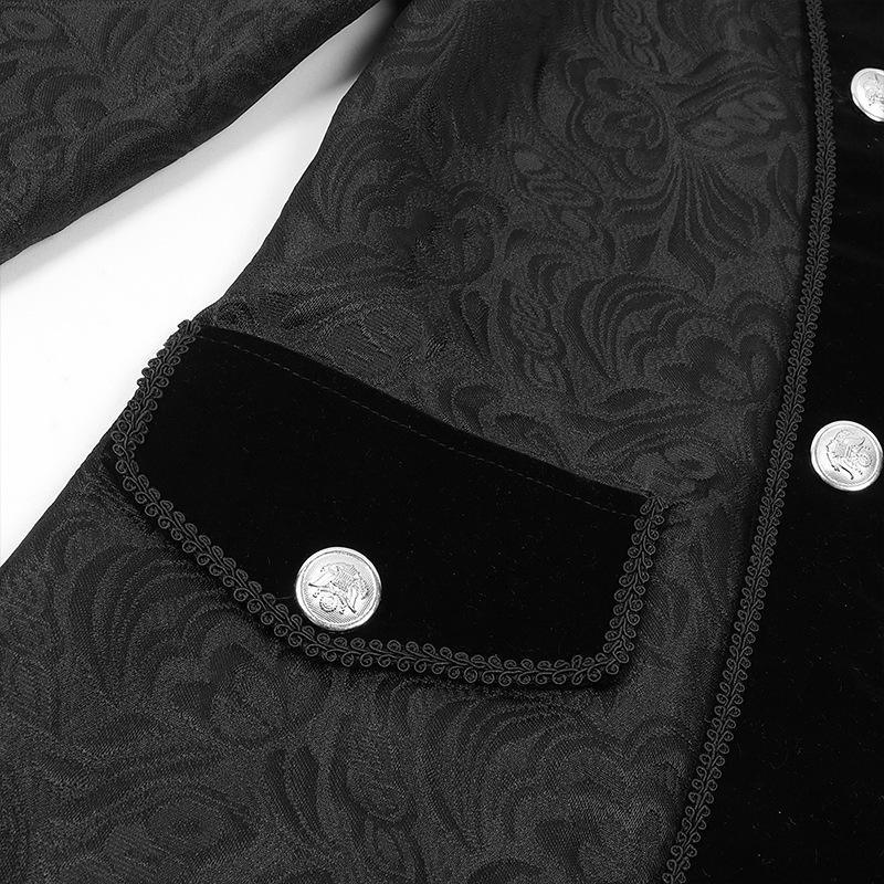 2025 Men's Solid Color Jacquard Costume Jacket - Spanish Medieval Style, Perfect for Spring and Autumn Performances