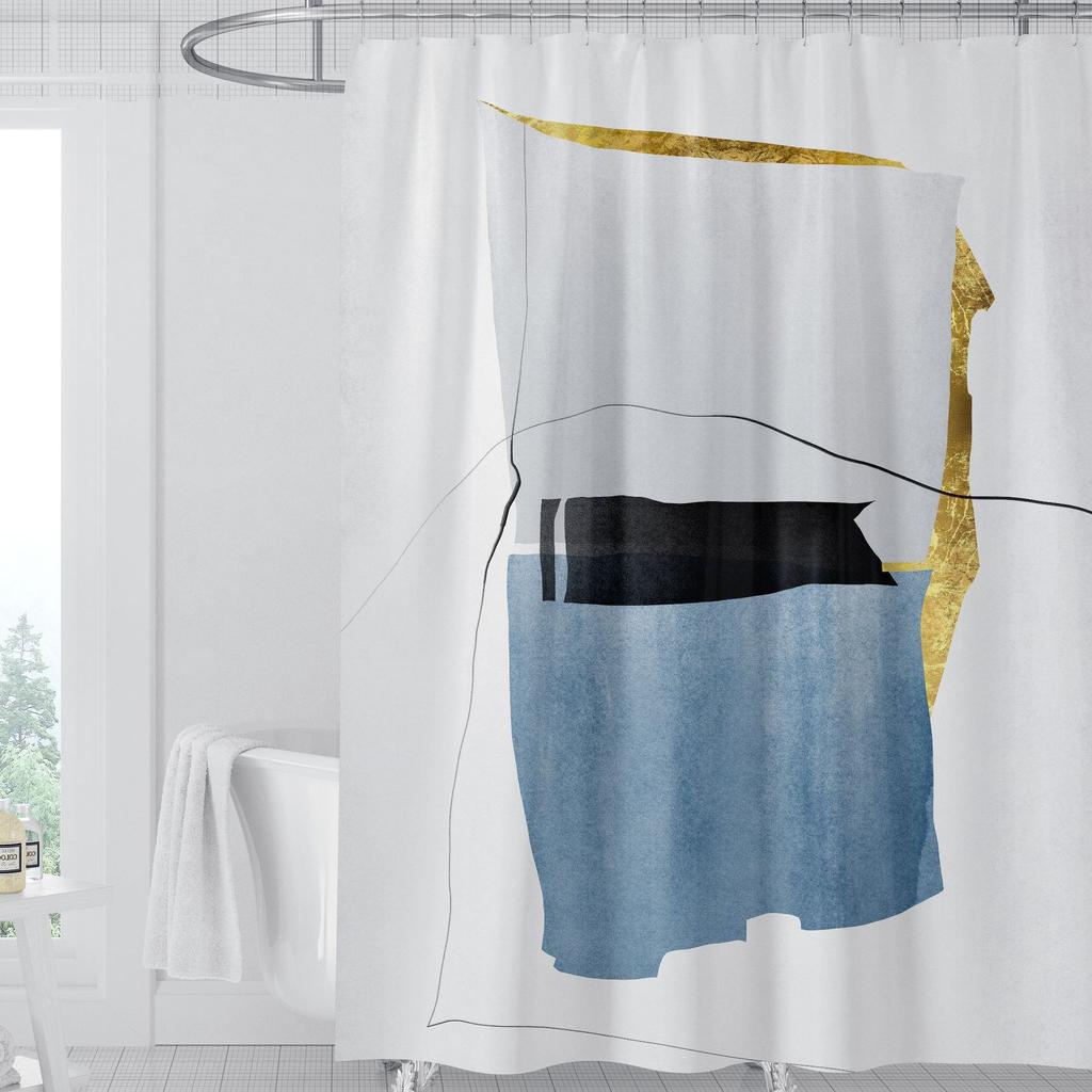 JINRUN Badezimmer verdickter wasserdichter Vorhang, schimmelfester Duschvorhang, Duschtrennwand-Vorhang, Duschvorhang, Badezimmer-Vorhang, kostenlose Perforation