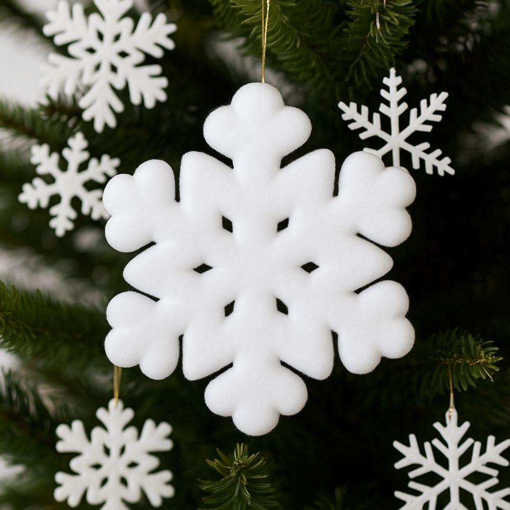 Flocking Plush Hanging Snowflake Simulation Artificial Christmas Snowflake  Festive Scene