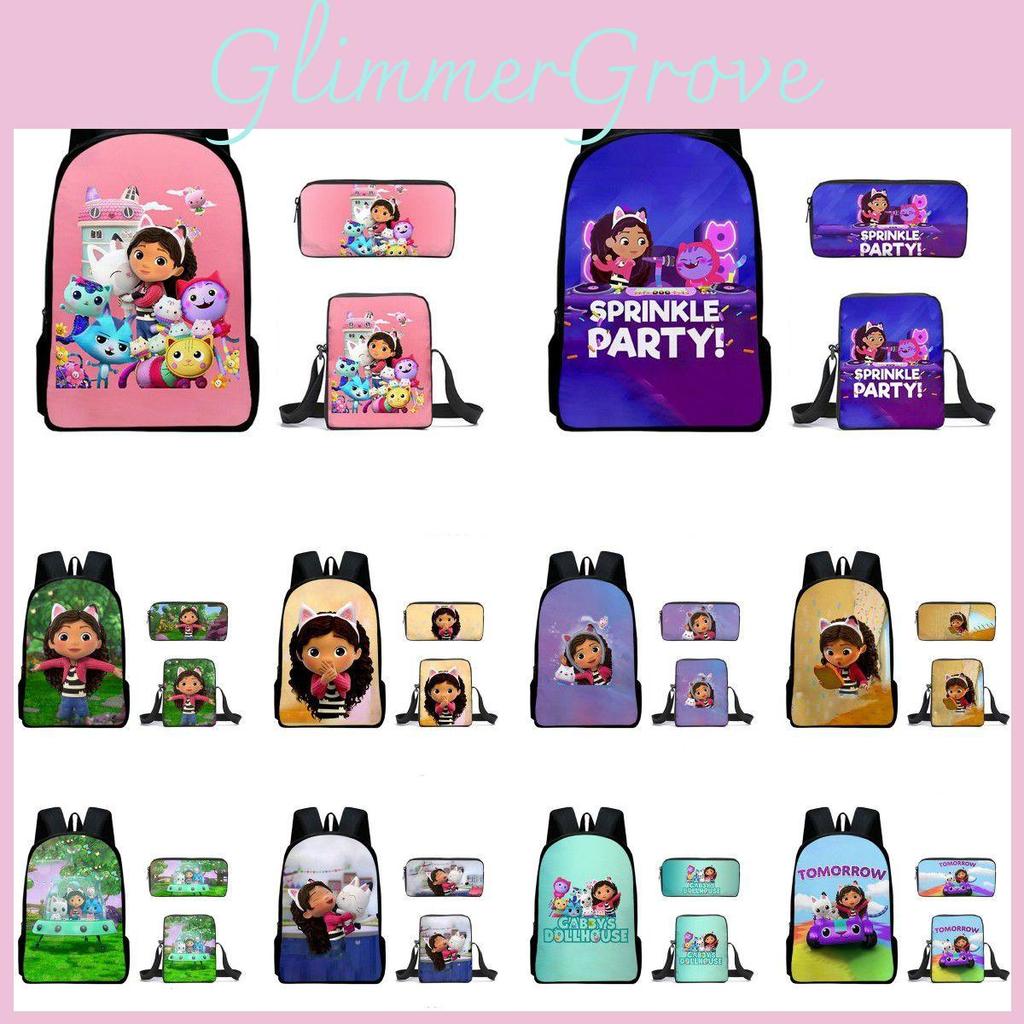 Gabby's Dollhouse Backpack Featuring Stylish Cartoon Design And Adjustable Shoulder Straps For Students