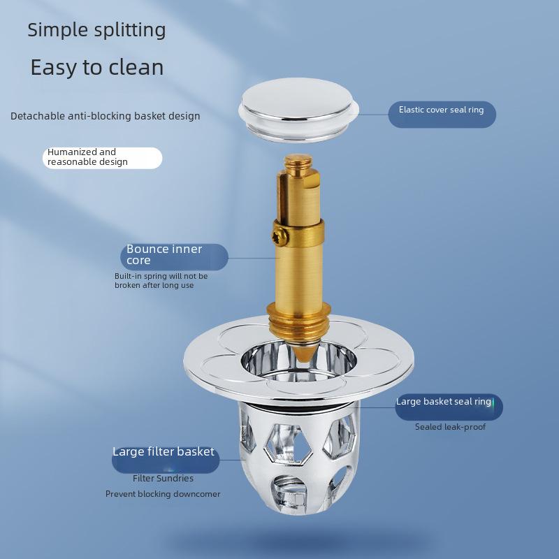 Universal Leak-Proof Brass Pop-Up Bathroom Sink Stopper