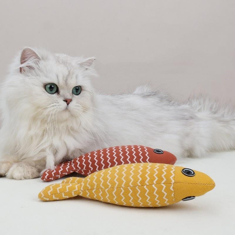 Neu 1 Stück Haustierspielzeug Katze Kauspielzeug Leinen Fisch Kissen Kau Trainingsspielzeug Simulationsfisch Handpuppe Haustierbedarf