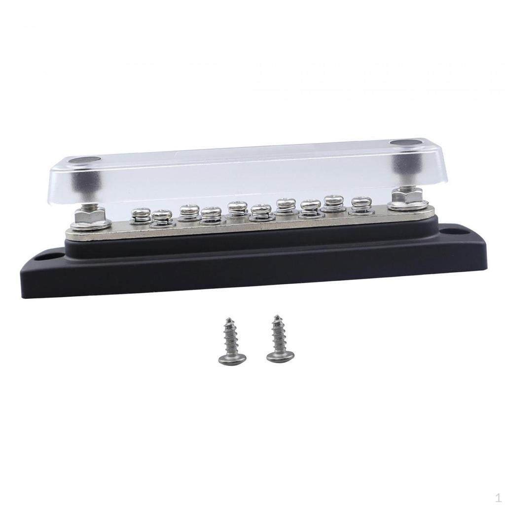 10 Terminal Bar Power Distribution Block 48V 150A Installs Easily with Dust Cover for
