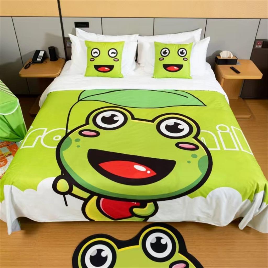 Rajzfilm Béka Paplanhuzat Szett, Aranyos Állat Kétszemélyes Ágynemű Szett Fiúknak Lányoknak Tiniknek Mikroszálas Cipzáras Paplanhuzat Párnahuzattal