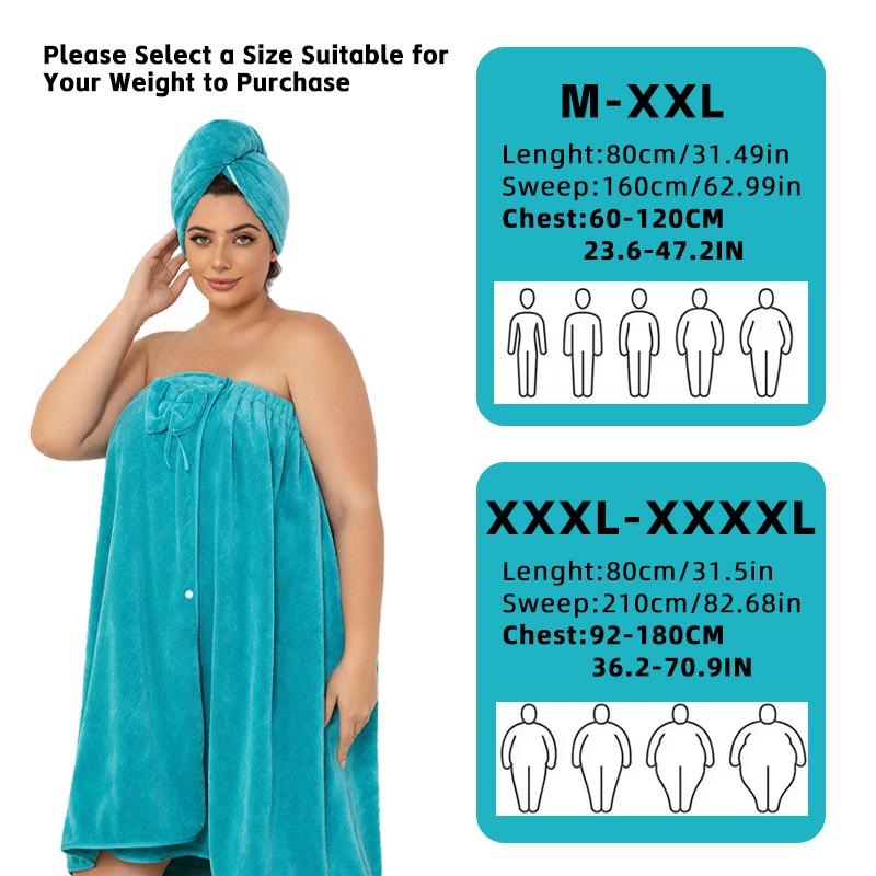 

Набор из 2 штук, 80*210 см/80*160 см, 350 г/м², очень большая юбка для ванны + шапочка для душа «принцесса», регулируемая носимая юбка-полотенце с подходящим M-XXL