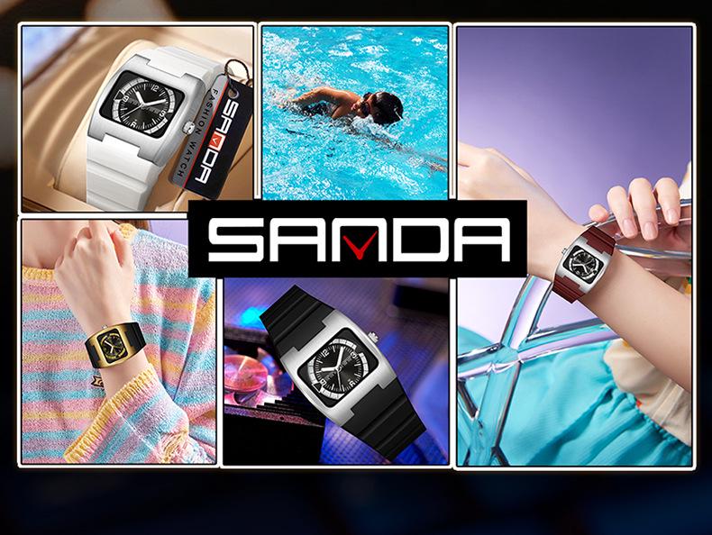 Orologio da uomo Sanda Retro Quadrato al Quarzo Luminoso Impermeabile