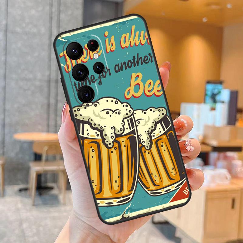 Time Drink Cold Beer Phone Case For Samsung Galaxy S25 S24 S22 S21 S20 S23 Ultra S9 S10 Plus S25 FE Back Cover
