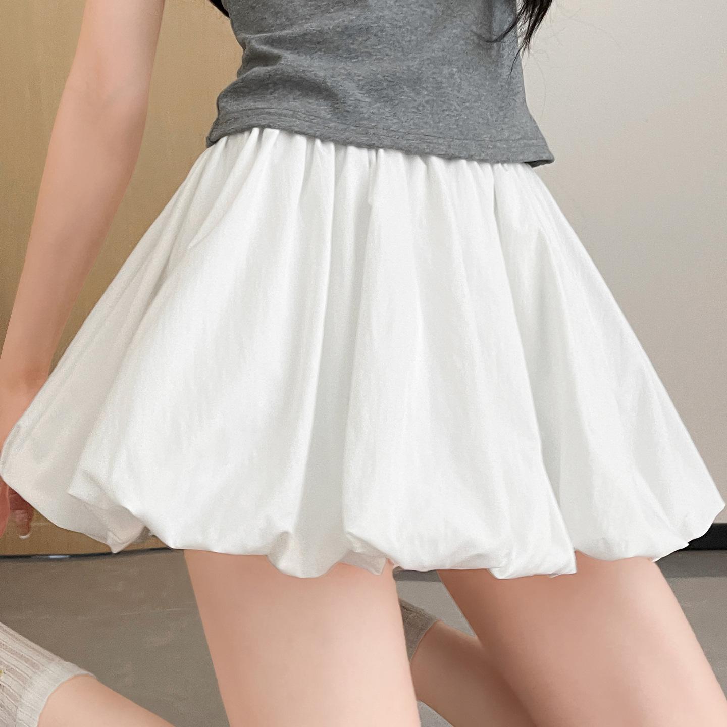 Women s Casual High Waist Shorts Summer 2025 Elastic Waist Shorts Korean Style Flower Skirt Trousers XS белый