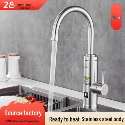 Instant Hot Water Faucet: 304 Stainless Steel, Intelligent Temperature Control, 3-Second Heating, Dual Cold & Hot Use, Digital Display