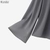 ZANZEA Women Casual Round Neck Solid Color 3/4 Sleeve Loose Blouse