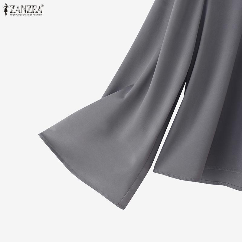 ZANZEA Women Casual Round Neck Solid Color 3/4 Sleeve Loose Blouse