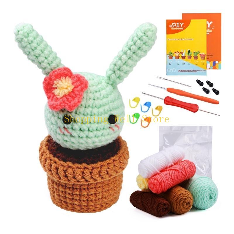 KX4B Beginners Crochet Kits, with Yarn, Crochet Hooks, Needle for DIY Crochet Craft