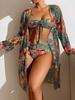 Summer Sexy Lace Swimsuit Sexy Three-piece Suit With Breast Pads Without Steel Support Mesh Skirt