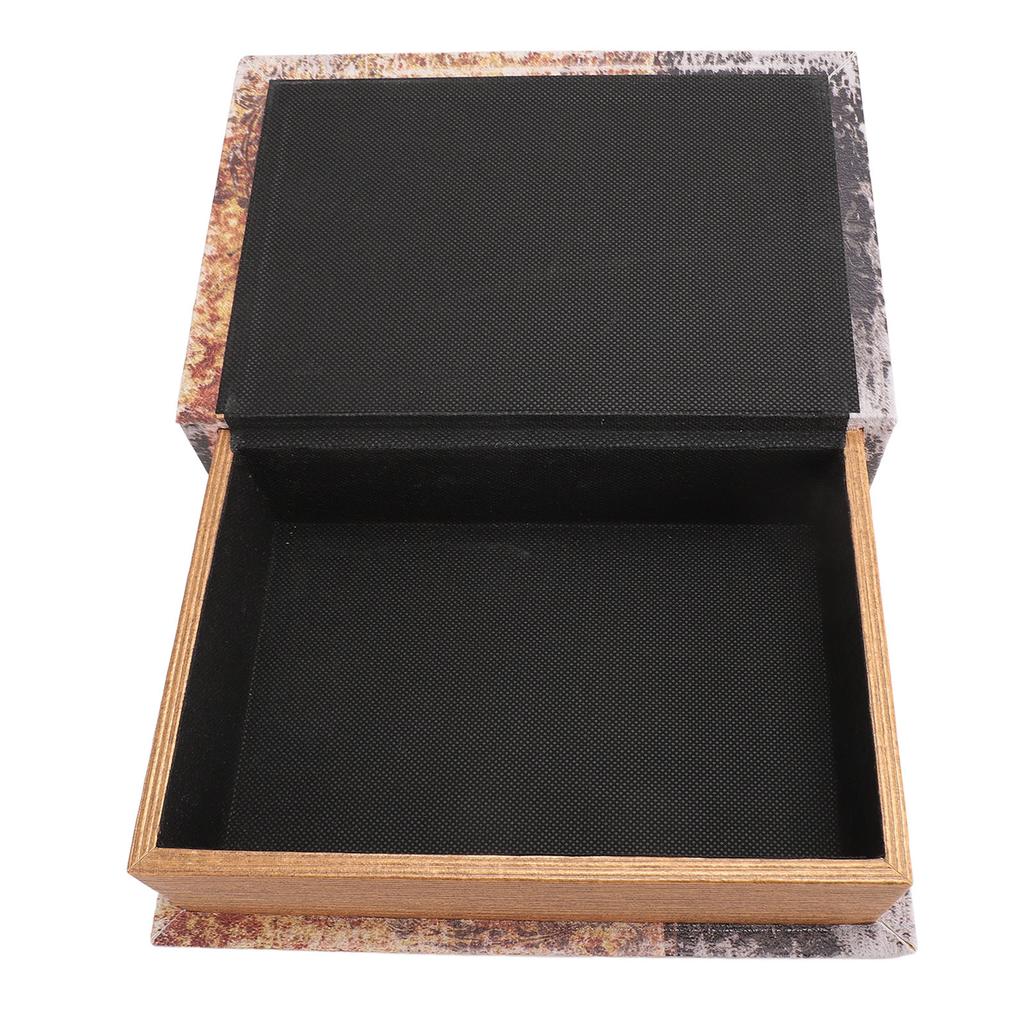 Dekorativ Boklåda Vintage Trä Faux Boklåda Smycke Minnessak Förvaringslåda för Kvinnor Barn Gåvor