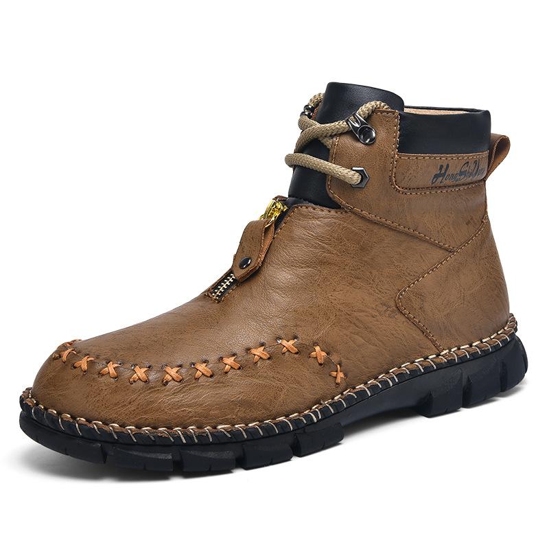 

Leather new autumn and winter platform leather shoes youth fashion hiking shoes outdoor high-top tooling boots 2025 48