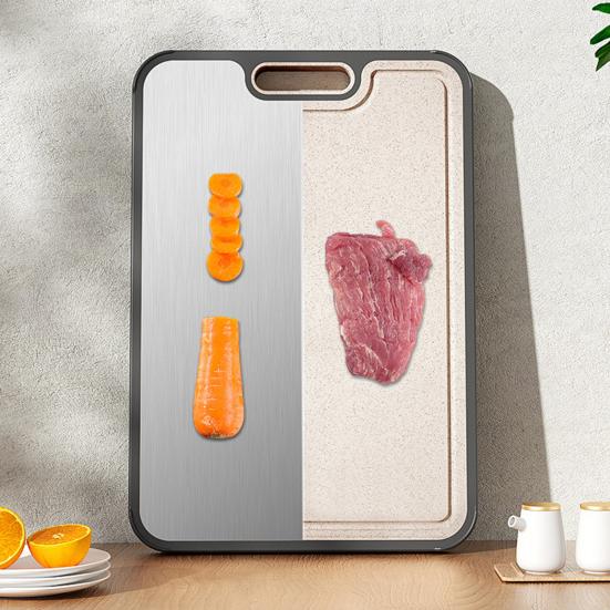 Tocător cu două fețe și canelură pentru suc, 2 în 1, antiderapant, pentru legume