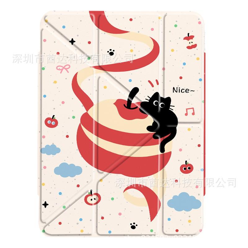 Magnetic Split IPad Case Air 6/5 10.9 Inch Cat Design Airbag Anti-Bend Protection