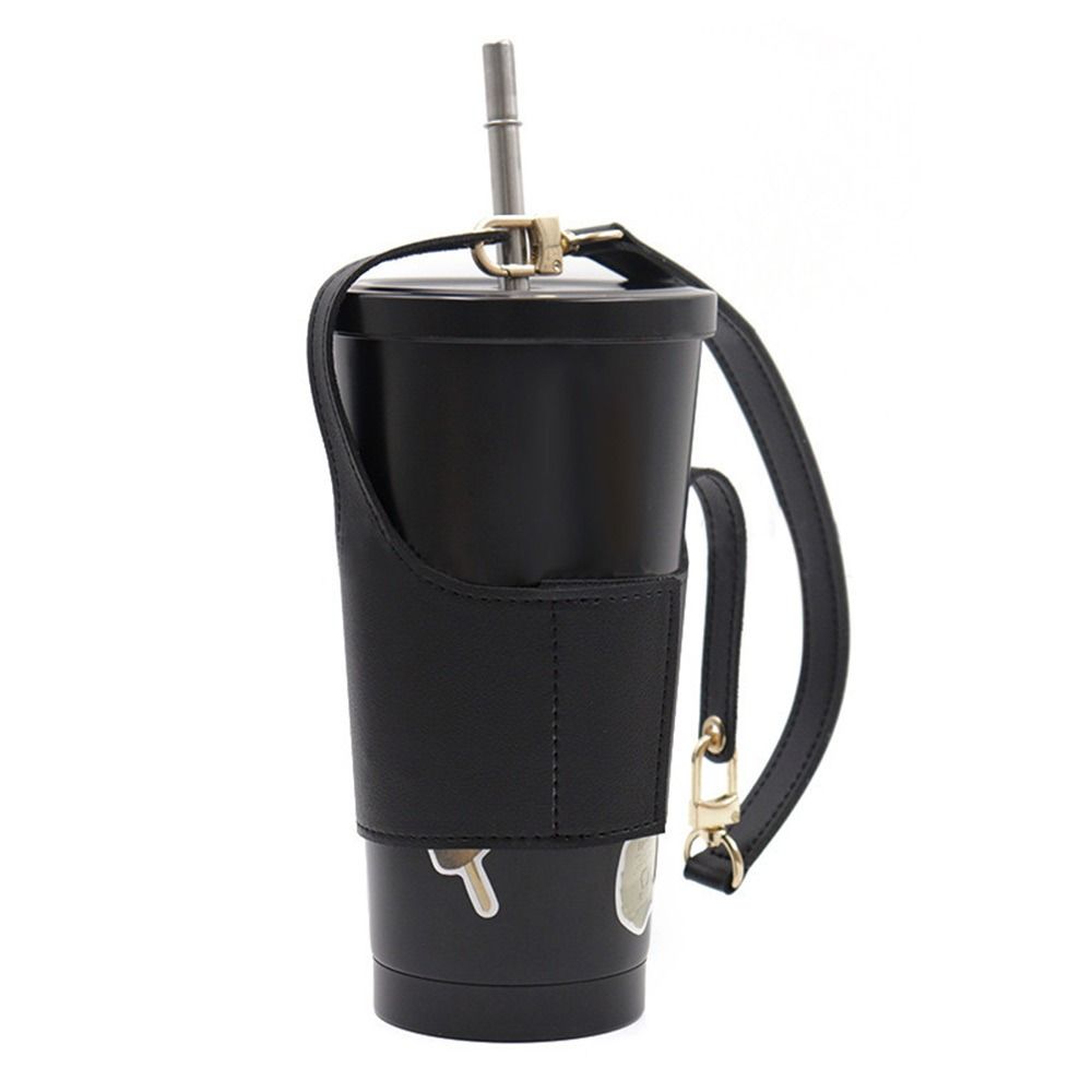 PU Leather Water Bottle Holder Outdoor Drink Carry Strap Portable Coffee Cup Sleeve