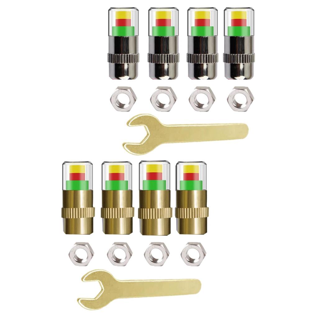 4Pcs Car Tire Pressure Monitor Caps Eye Remind Gauge Sensor Indicator 3 Colors Copper Core Tools Air Caps for Suvs