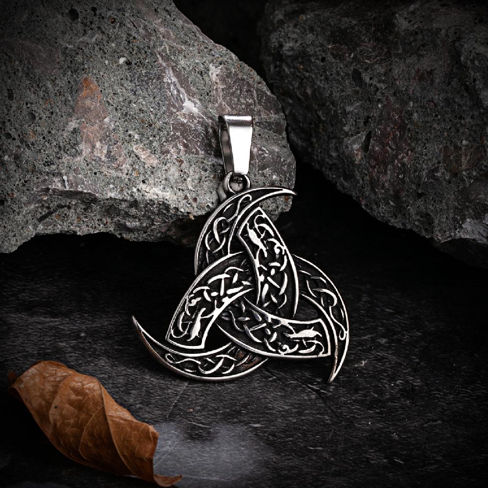 Never Fade Vikings Trinity Necklaces Stainless Steel Celtic Knot Norse Rune Amulet Pendant Vegvisir Icelandic Gold Color Jewelry