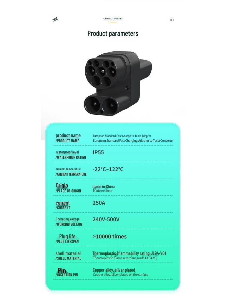 Adaptador de Carga Europeo CCS2 a Tesla NACS