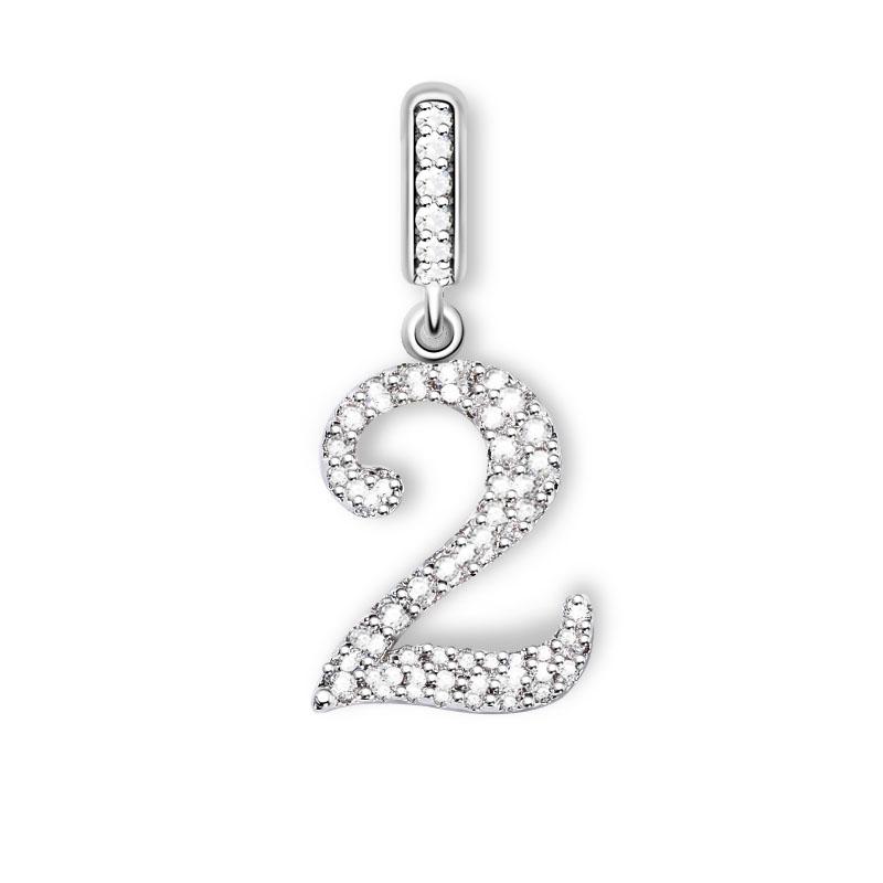 Fine Charms Handmade DIY Women Fashion Jewelry Gift Item Sparkling 0-9 Lucky Numbers Zirconia Charm Pendant Fit Original Design Bracelets Beads