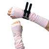 Spandex Ice Silk Finger Sleeves Hip-hop Y2K PU Wristband Sun Protection Punk Black Arm Cover  Girls