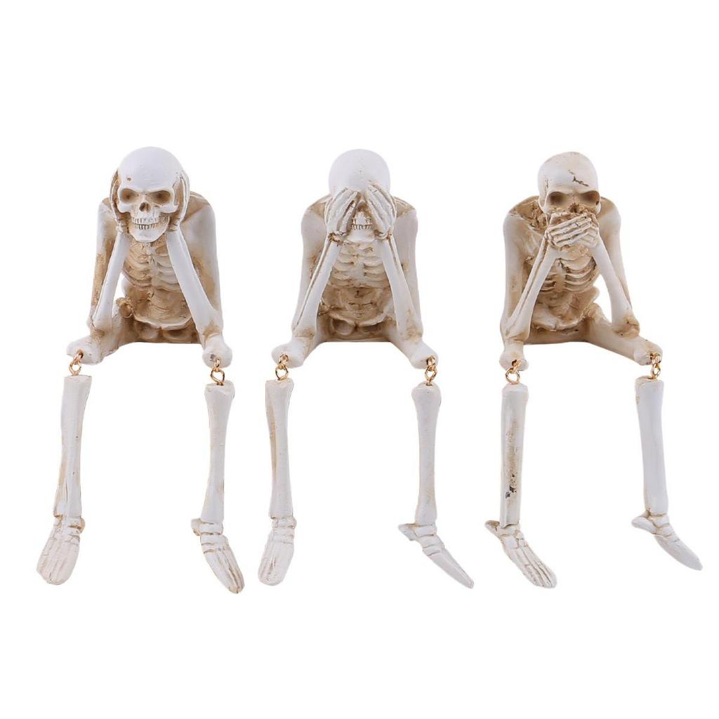 Cross-border Halloween Skeleton Resin Ornament - Hear No, See No, Speak No Evil Craft Decoration