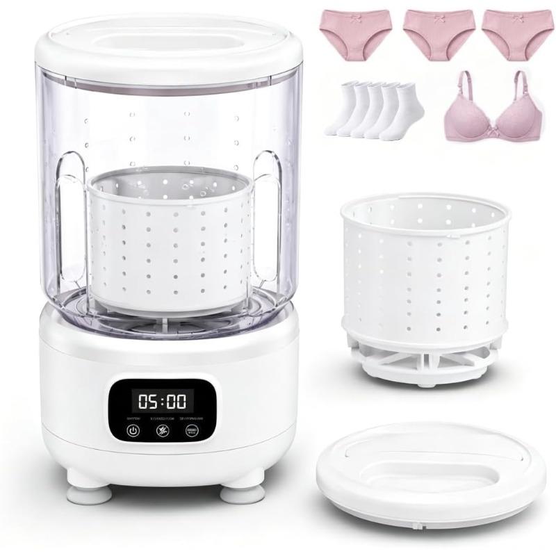 Mini Underwear Washing Machine,2L Portable Washer with Spin Dry Basket,Rechargeable Cordless Laundry Washer for Bras,Socks, Baby Clothes белый