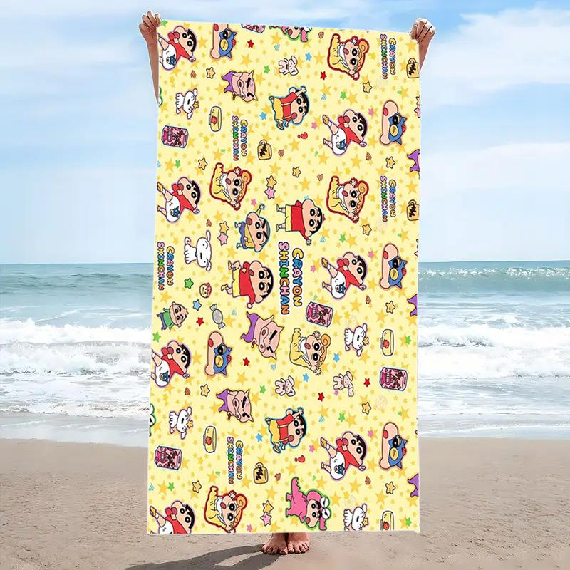 Anime Crayonshinchan Print Beach Towel, Large Soft Quick Dry Towel for Beach Camping Swimming
