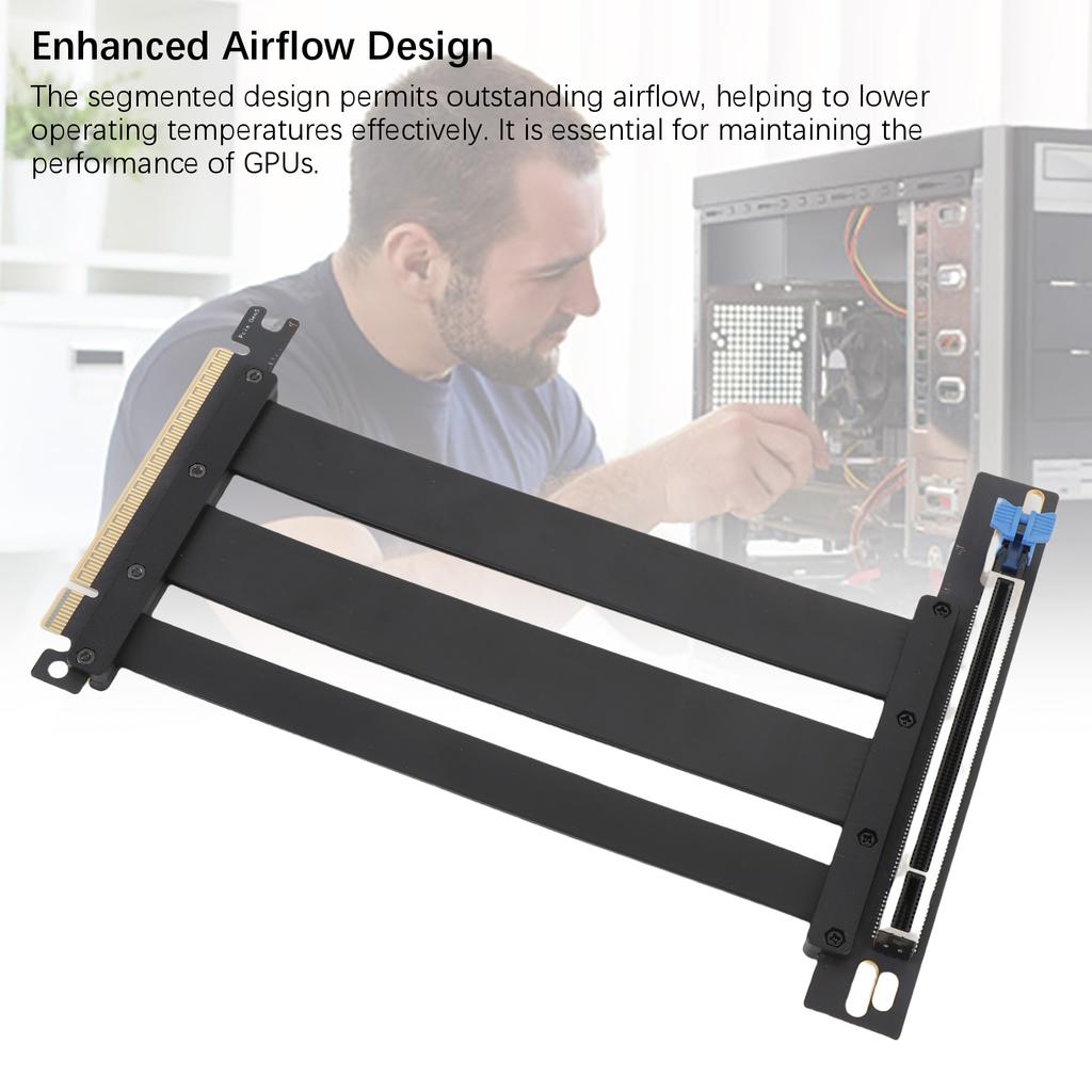 PCIe 5.0 X16 Riser Cable 90 Degree Right Angle 128Gbps Shielded PCIE 5.0 X16 GPU Extension Cable for PC Case Server ITX