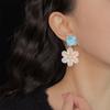 Temperament Acrylic Flower Earrings Big Floral Ladies Stud Earrings Women Earrings  Beach Vacation