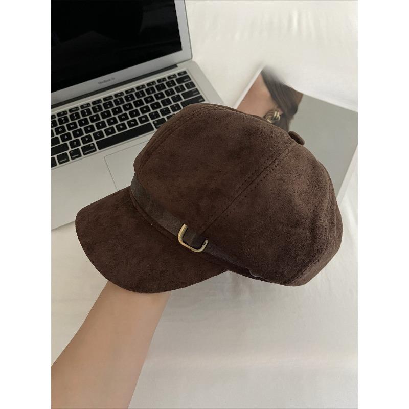 Autumn and Winter New Style Suede Retro Beret Women's Korean Style Old Fashion Temperament Fashionable Face Small Octagonal Hat