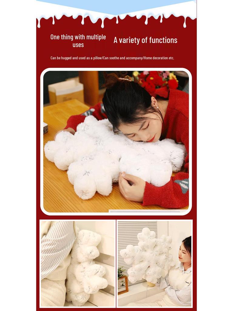 Snowflake Christmas Throw Pillow: Festive White Ornament for Home Decor, Parties & Window Display