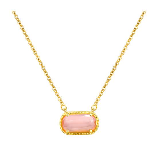 Women Necklace Cubic Zirconia Inlay Dazzling Pendant Necklace Versatile Round Tag Personalized Necklace Jewelry розовый