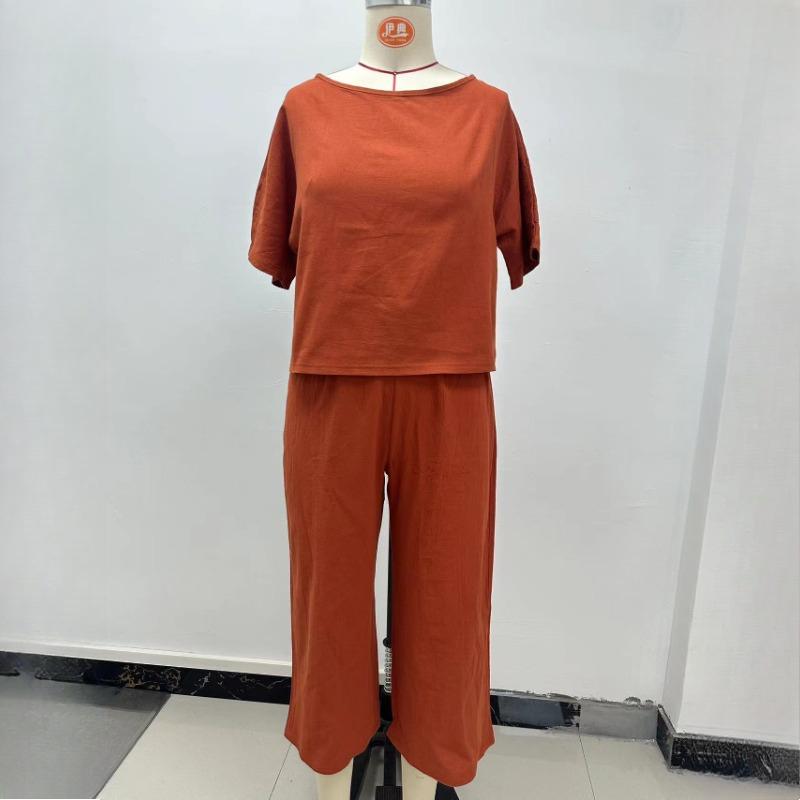 Casual Plus-size Suit, Loose Solid-colored Shirt and Trousers Two-piece Set