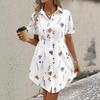 GMXIA Summer Short Sleeves Women's Elegant and Stylish Printed Shirt Dress