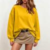 Women's Color Neck Long Sleeve Sweatshirt Pullover Top for Casual Everyday Wear