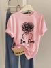 Im Fine Graphic Print TShirt Short Sleeve Crew Neck Casual Top with Line Art Summer Short Sleeved Harajuku Streetwear