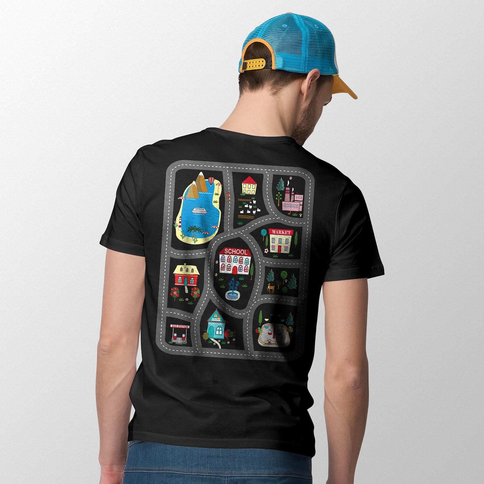 Play Cars On Dad s Back Mat Road Car Race Track T-Shirt, Dad Mom Father s Day Family Gift, Playmat Massage TShirt, Daddy s Birthday Present, 130