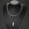 2Pcs/Set Small Hanging Tag Stainless Steel Necklace for Men Geometric Silver Color Pendant Necklace Fashion Hip Hop Jewelry Gift