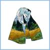 POBING Twill Silk Scarf Women Poncho Hand Rolled Luxury Oil Painting Long Scarves Wraps Bandana Big Shawl Hijabs Female Foulard