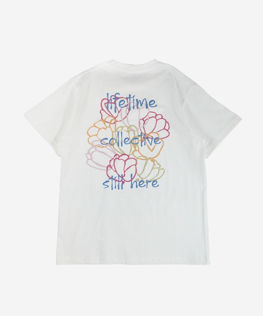 Laipeutaimkollegtibeu Still Here Flower T-Shirt White