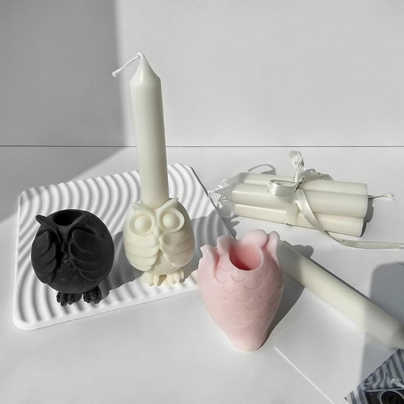 Beautiful Wax Candle Crafting Mold Personalized Long Candle Mold Eye Catching Owl Candle Holder Silicone Moulds
